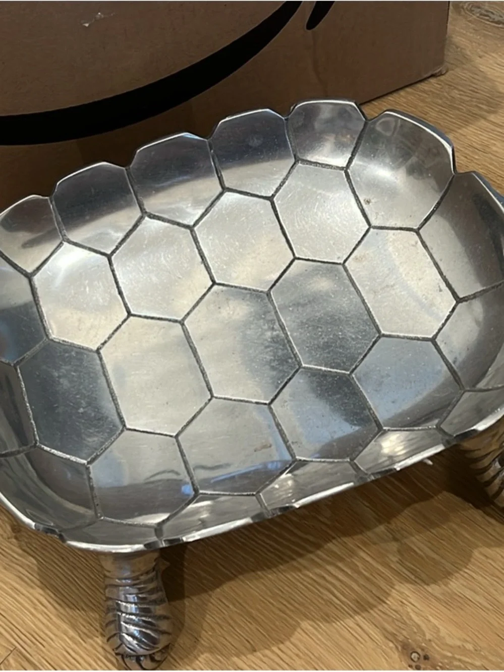 Z Gallerie Silver Hexagonal Footed Tray